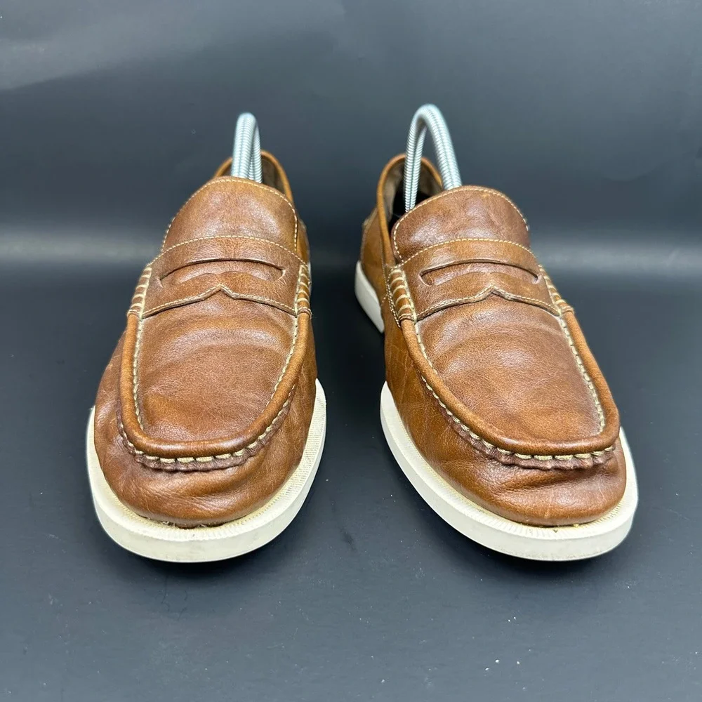Cole Haan Yacht Club Brown Leather Penny Loafers Nike Air Mens 9M Slip On Shoes